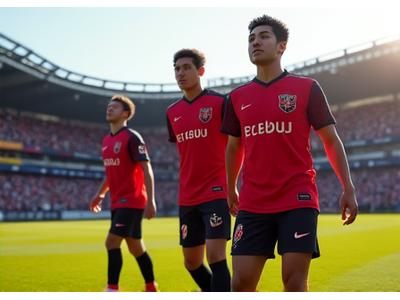 FC 서울 2024 시즌 홈 유니폼을 착용한 선수들이 경기장에서 포즈를 취하고 있는 모습
